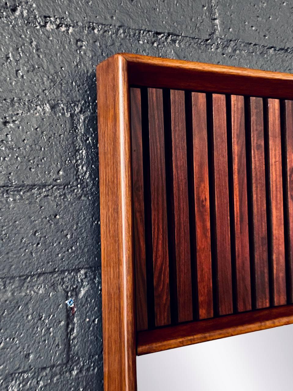 Newly Refinished-Pair of Mid-Century Modern “Tower Suite” Rosewood Pecan Mirrors For Sale 2