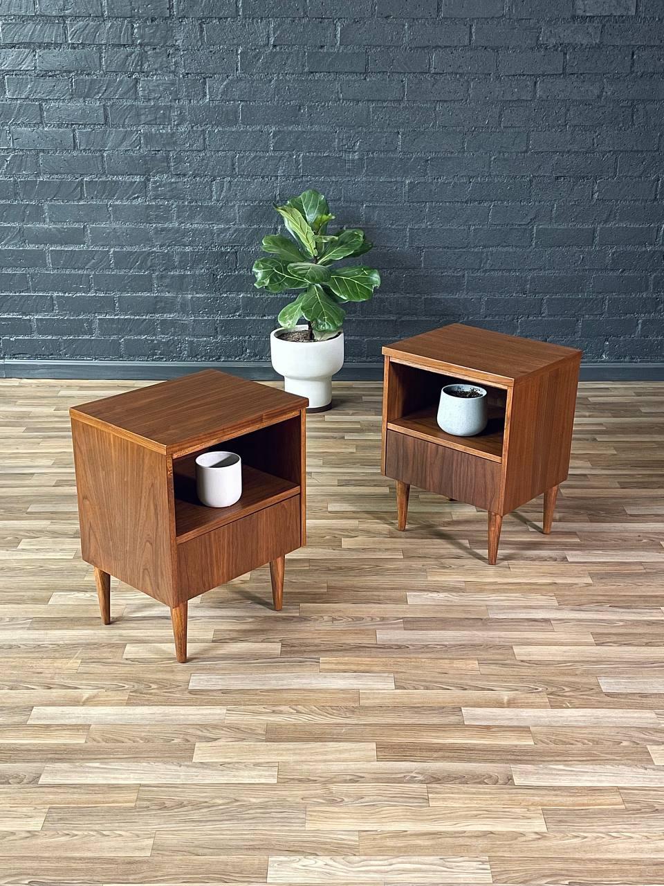Newly Refinished - Pair of Mid-Century Modern “Trimline” Walnut Night Stands 5