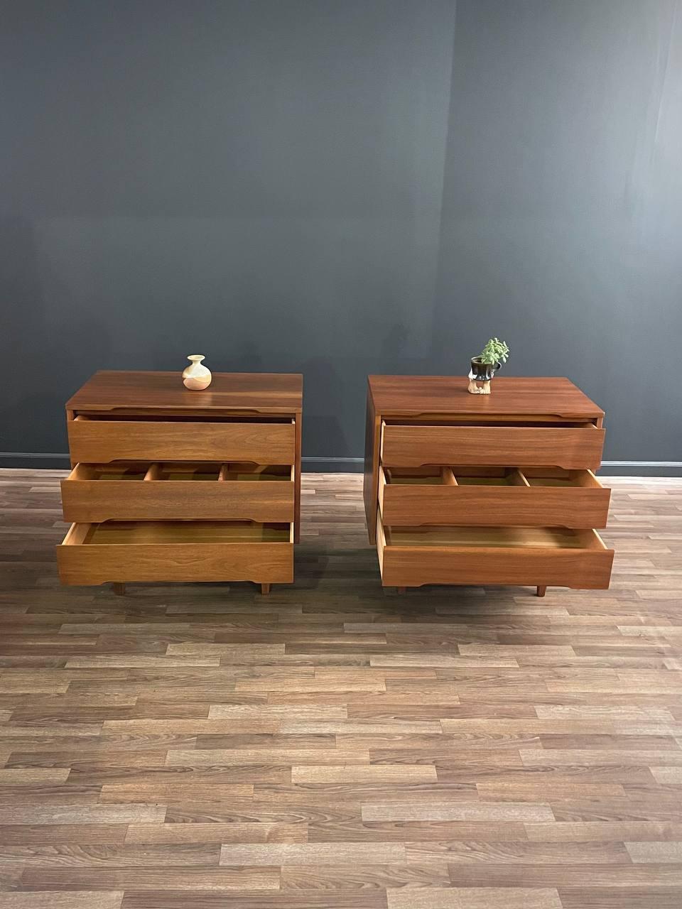Newly Refinished - Pair of Mid-Century Modern Walnut Dressers by Stanley 1