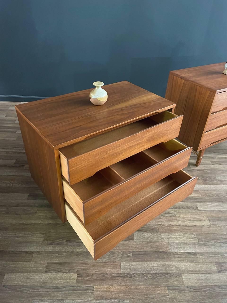 Newly Refinished - Pair of Mid-Century Modern Walnut Dressers by Stanley 3