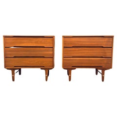Vintage Newly Refinished - Pair of Mid-Century Modern Walnut Dressers by Stanley