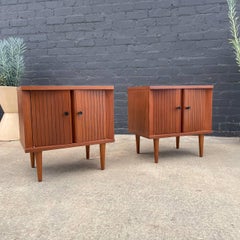 Newly Refinished - Pair of Mid-Century Modern Walnut Night Stands by Basic-Witz