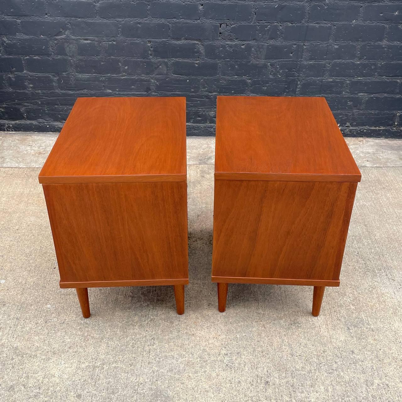 Newly Refinished - Pair of Mid-Century Modern Walnut Night Stands by Basic-Witz 1