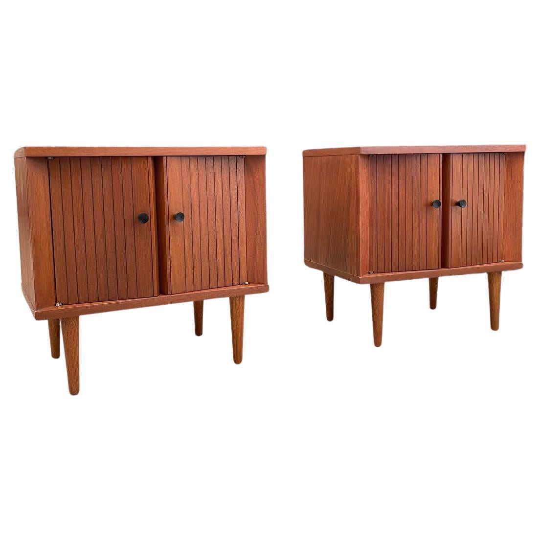 Newly Refinished - Pair of Mid-Century Modern Walnut Night Stands by Basic-Witz