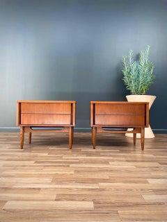 Newly Refinished - Pair of Mid-Century Modern Walnut Night Stands by Dixie