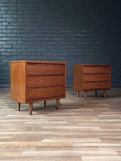 Newly Refinished - Pair of Mid-Century Modern Walnut Night Stands by Dixie