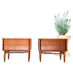 Newly Refinished - Pair of Mid-Century Modern Walnut Night Stands by Dixie