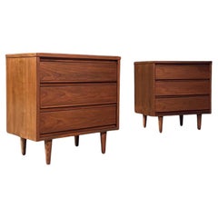 Newly Refinished - Pair of Mid-Century Modern Walnut Night Stands by Dixie
