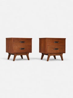 Newly Refinished - Pair of Mid-Century Modern Walnut Night Stands