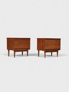 Newly Refinished - Pair of Mid-Century Modern Walnut Night Stands