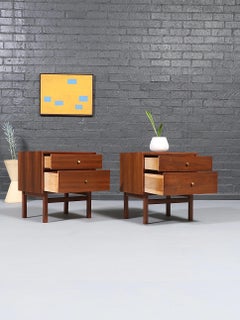 Newly Refinished - Pair of Mid-Century Modern Walnut Night Stands