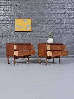 Newly Refinished - Pair of Mid-Century Modern Walnut Night Stands