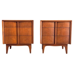 Vintage Newly Refinished - Pair of Mid-Century Modern Walnut Night Stands 