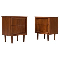 Newly Refinished - Pair of Mid-Century Modern Walnut Night Stands