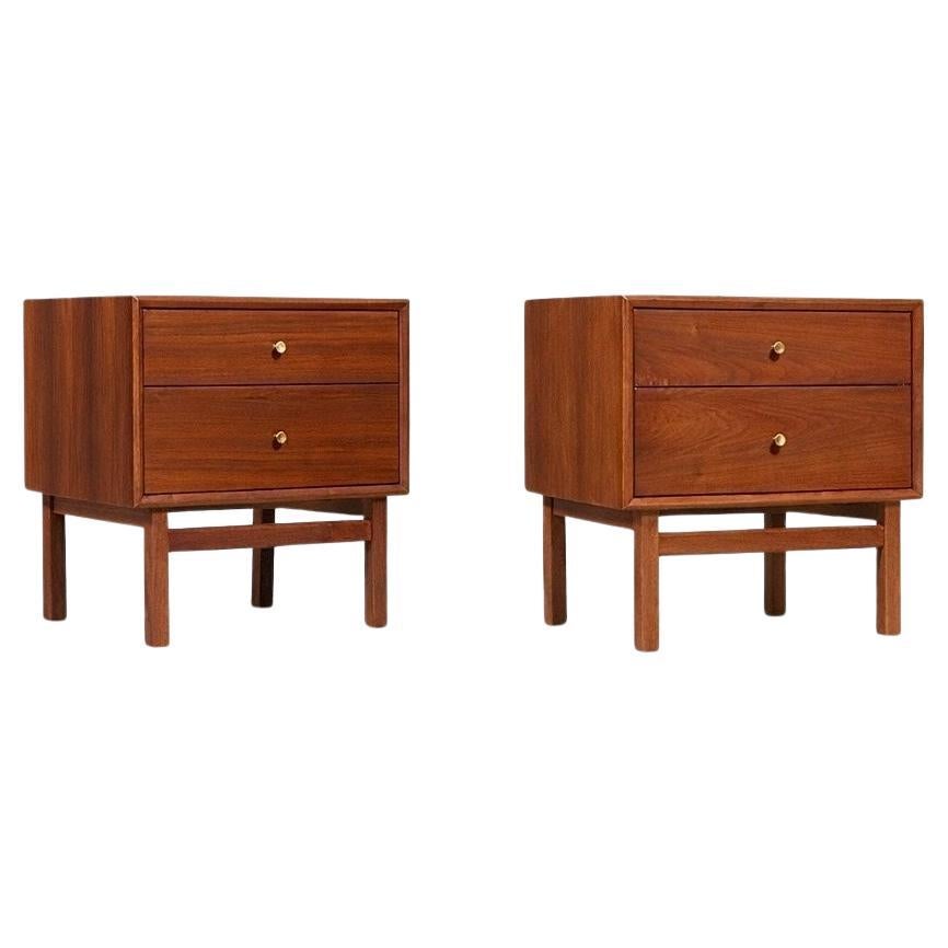 Newly Refinished - Pair of Mid-Century Modern Walnut Night Stands