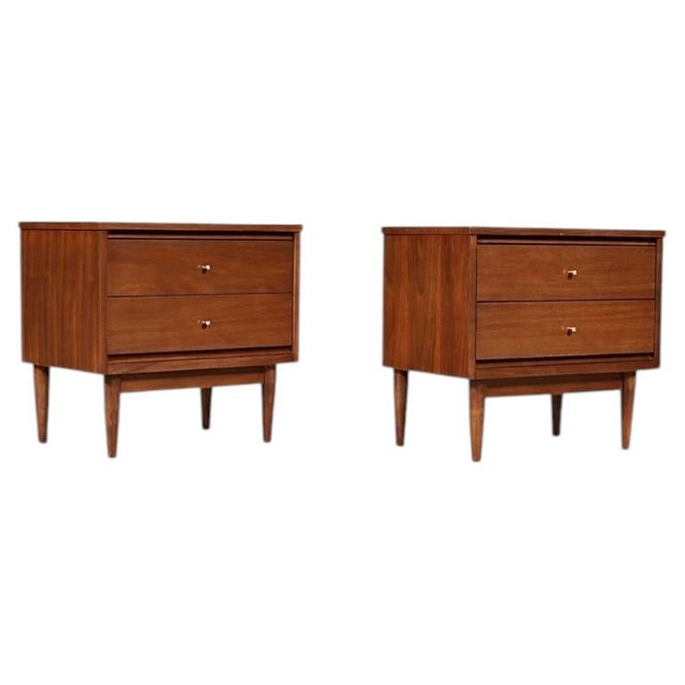 Newly Refinished - Pair of Mid-Century Modern Walnut Night Stands