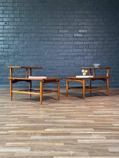 Newly Refinished - Pair of Mid-Century Two-Tier Side Tables by Lane