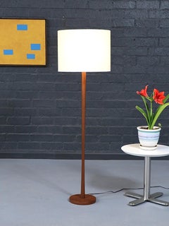 Newly Refinished - Scandinavian Swedish Modern Solid Turned Walnut Floor Lamp