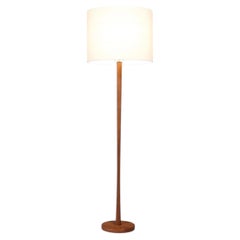 Newly Refinished - Scandinavian Swedish Modern Solid Turned Walnut Floor Lamp