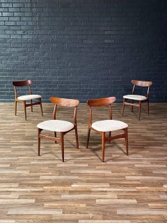 Newly Refinished - Set of 4 Mid-Century Danish Modern Walnut Dining Chairs