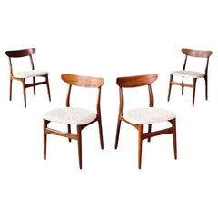 Newly Refinished - Set of 4 Mid-Century Danish Modern Walnut Dining Chairs