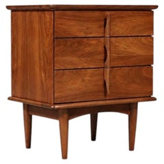 Newly Refinished - Single Mid Century Modern Sculpted Walnut Night Stand