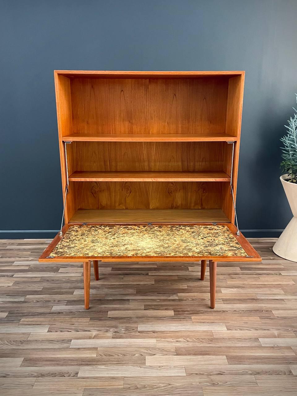 Mid-20th Century Newly Refinished - Vintage Danish Modern Teak Bookcase Cabinet by Bramin For Sale