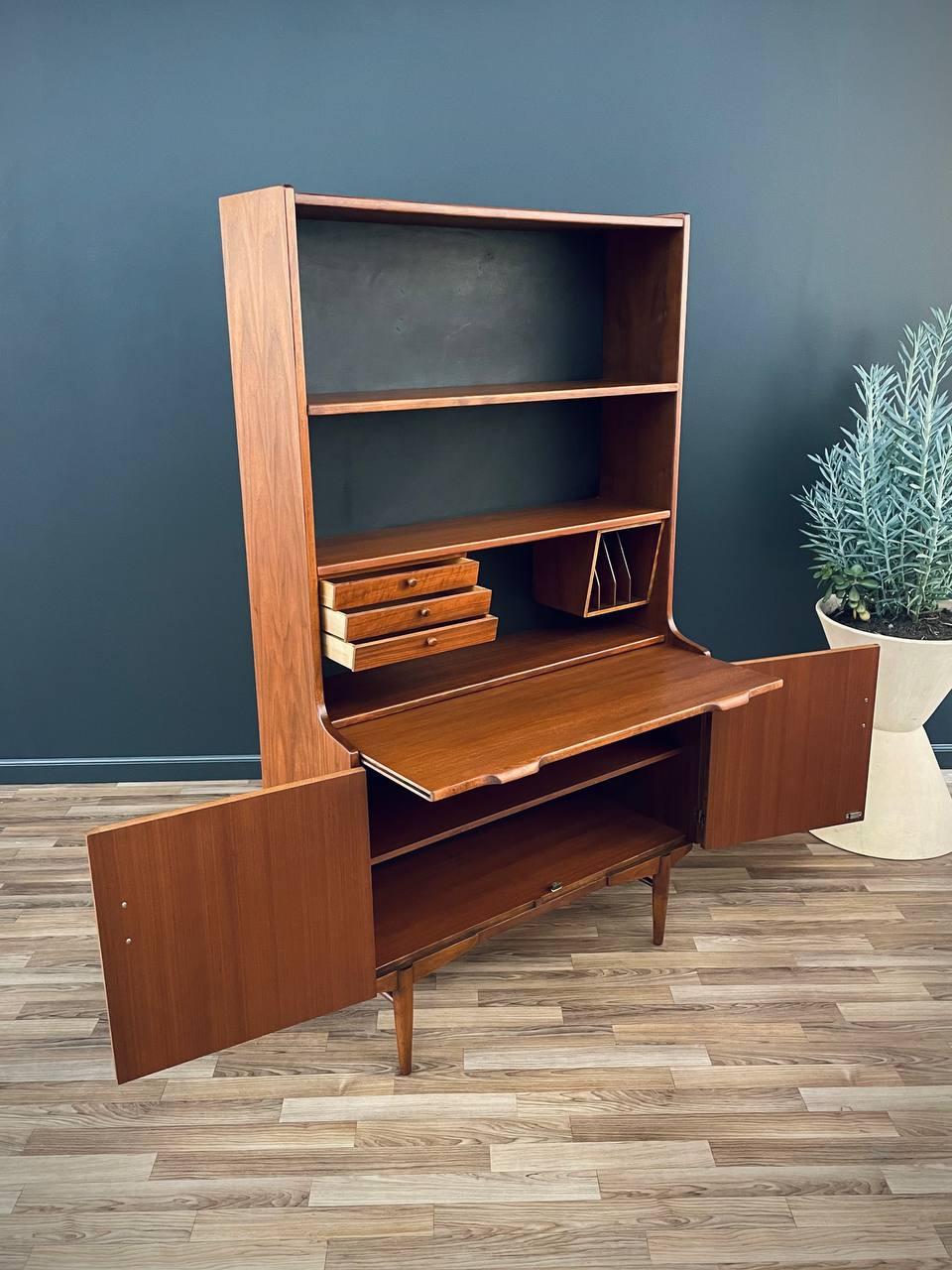 Mid-Century Modern Newly Refinished - Vintage Danish Modern Walnut Bookshelf Cabinet For Sale