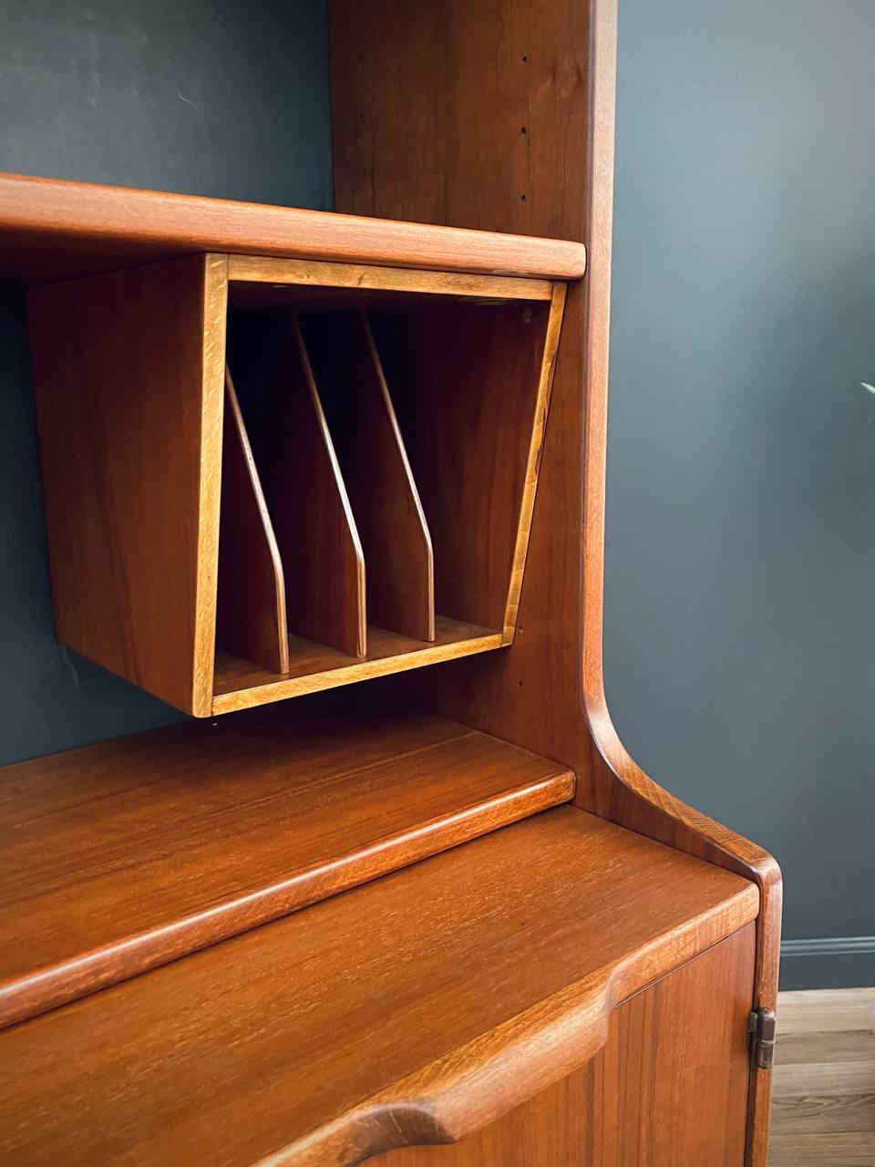 Newly Refinished - Vintage Danish Modern Walnut Bookshelf Cabinet For Sale 2