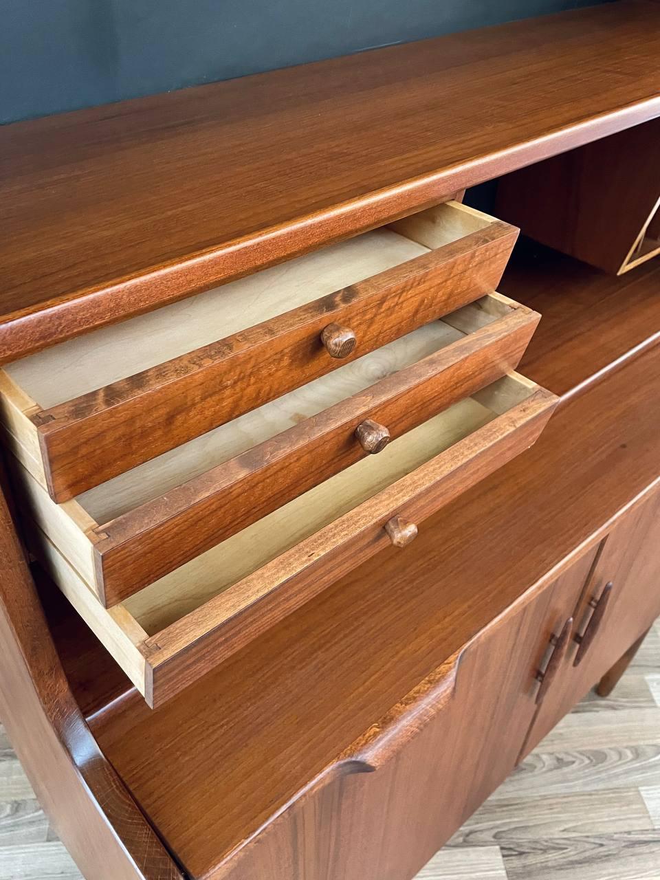Newly Refinished - Vintage Danish Modern Walnut Bookshelf Cabinet For Sale 3
