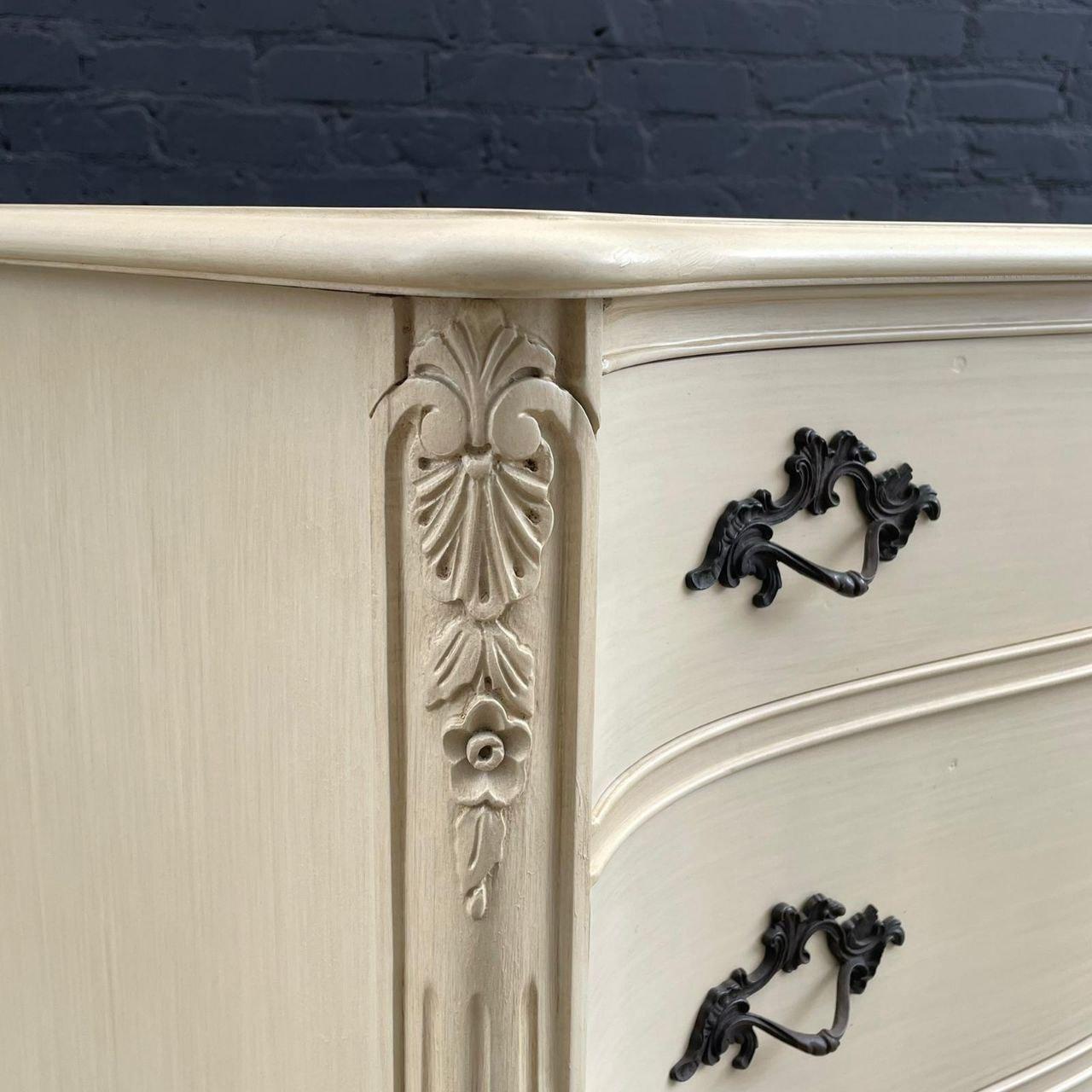 Newly Refinished - Vintage French Provincial Lacquered Highboy Chest of Drawers For Sale 1