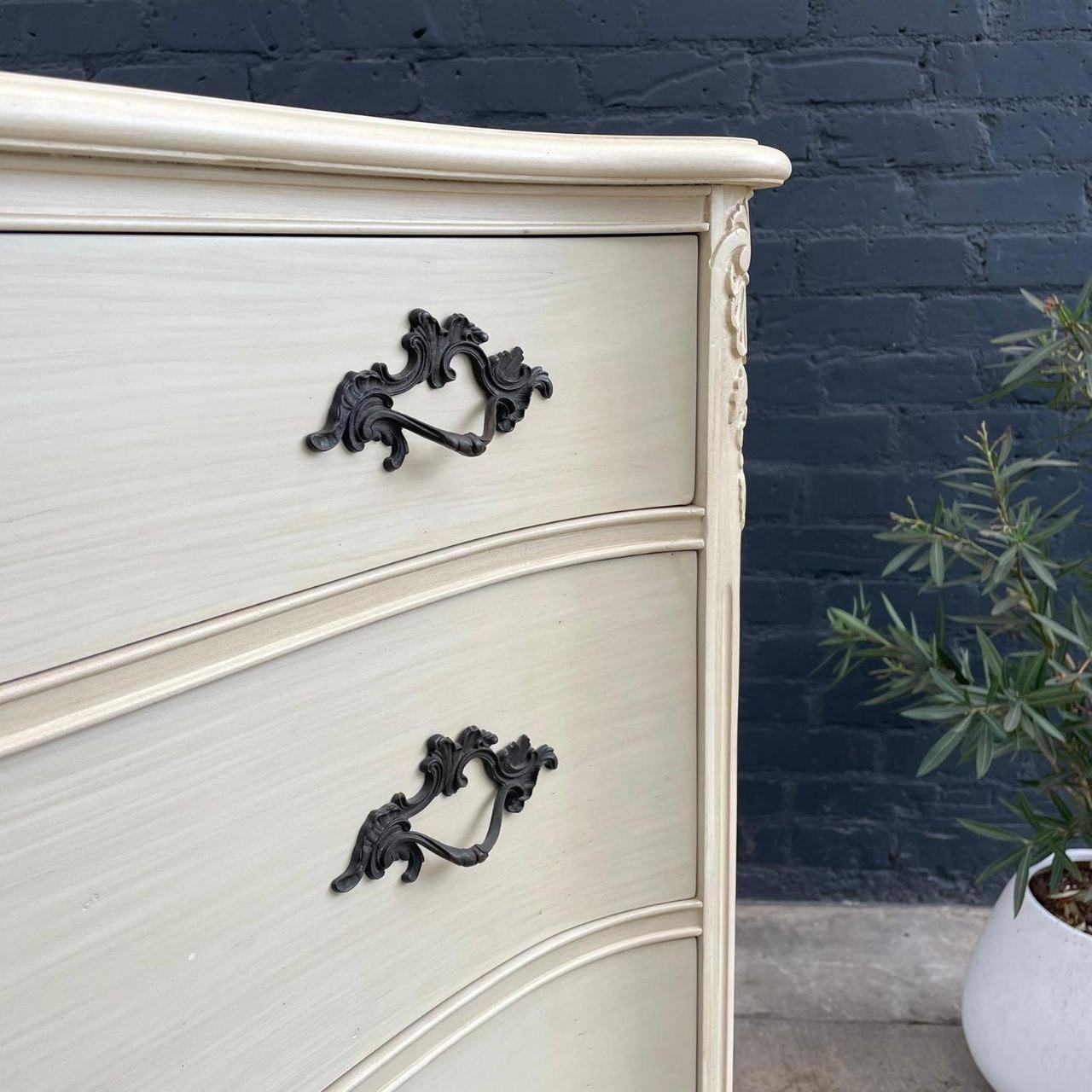 Newly Refinished - Vintage French Provincial Lacquered Highboy Chest of Drawers For Sale 2