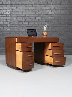 Récemment restauré - Bureau vintage Heywood Wakefield de style « Streamline Modern »