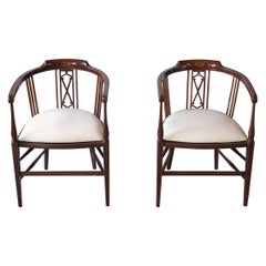 Newly Restored Late 18th-Century Regency Leather Armchairs in Dark Walnut Finish