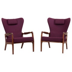 Newly Restored Pair of High Back Wing Lounge Chairs by Adrian Pearsall, 1950s