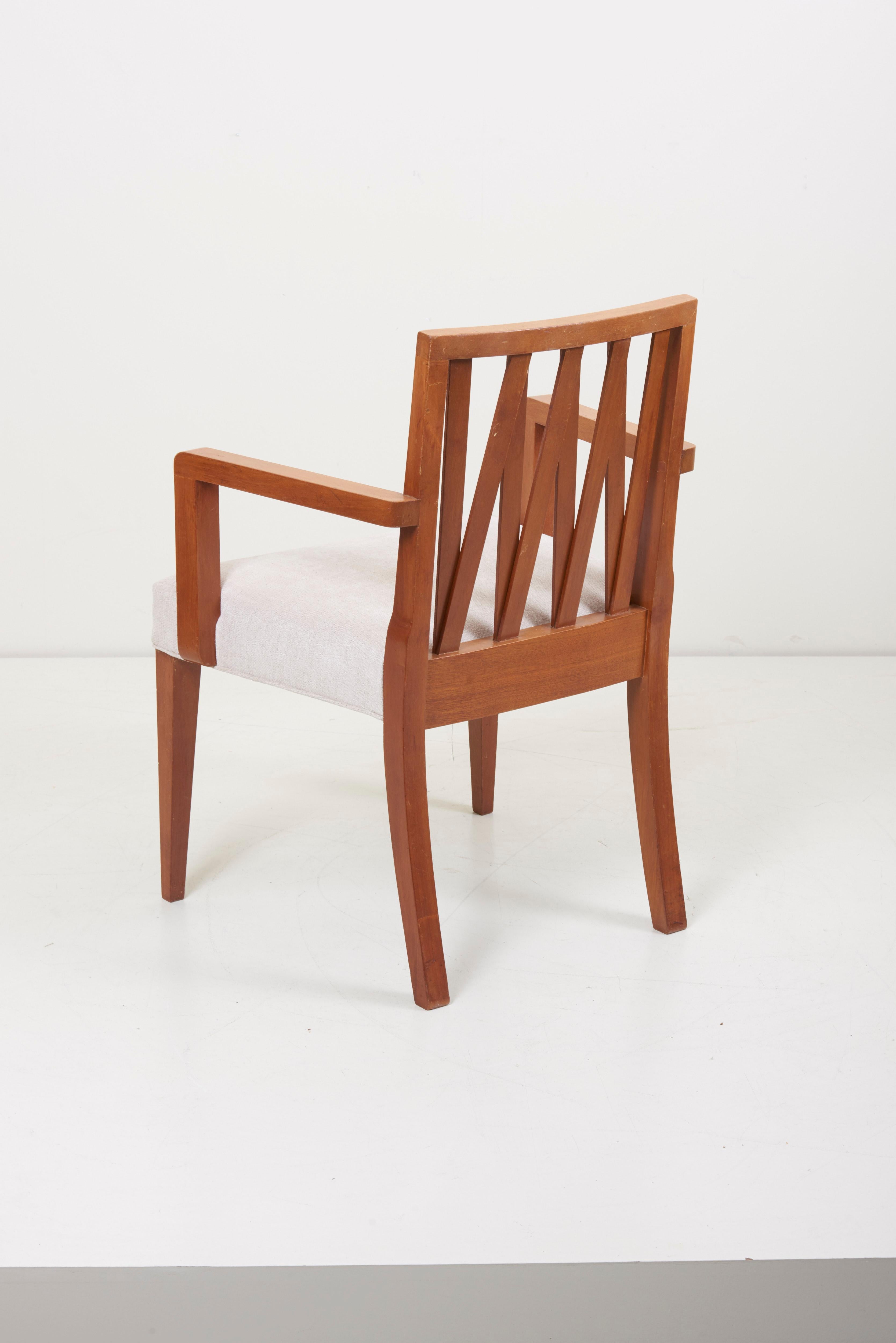 Fabric Newly Restored Set of 8 Lattice Back Dining Chairs Attributed to Paul T. Frankl