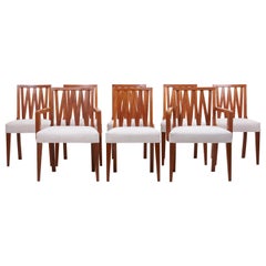 Newly Restored Set of 8 Lattice Back Dining Chairs Attributed to Paul T. Frankl