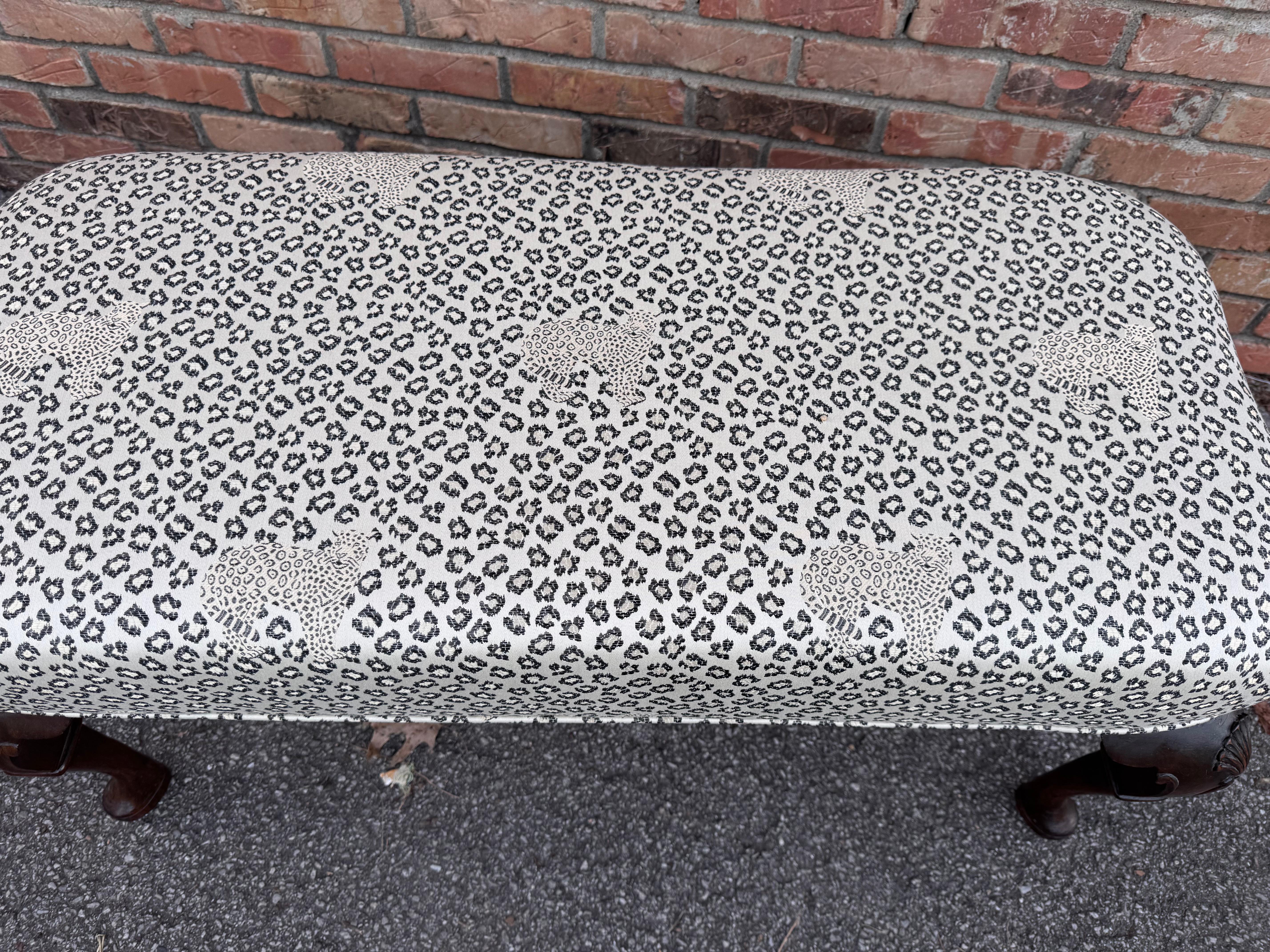 Fabric Newly Reupholstered Antique English Bench For Sale