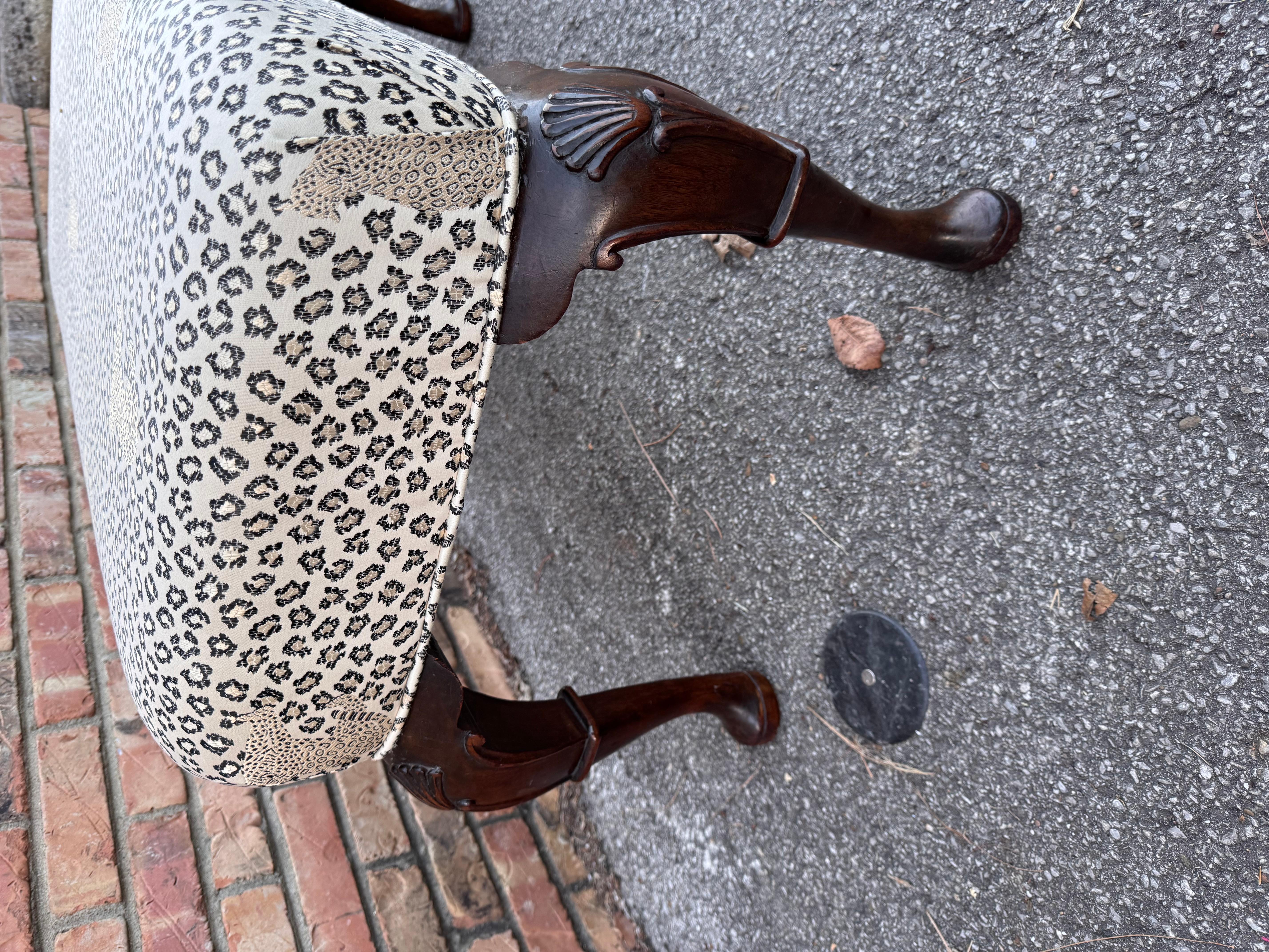 Newly Reupholstered Antique English Bench For Sale 3