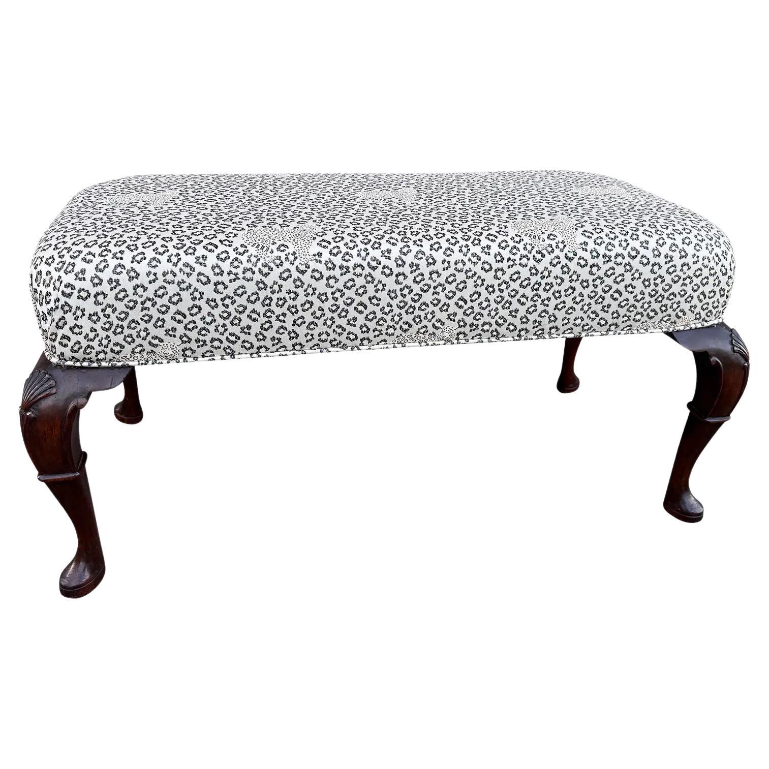Newly Reupholstered Antique English Bench For Sale