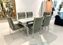Newly Reupholstered Dining Set by Pierre Cardin with New Mirrored Tops