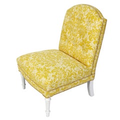 Newly Reupholstered Fortuny Yellow Silk Slipper Chair