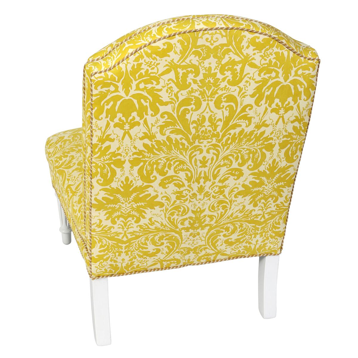 Louis XVI Newly Reupholstered Fortuny Yellow Silk Slipper Chair For Sale