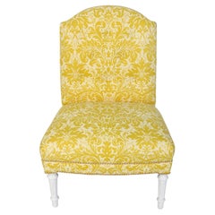 Vintage Newly Reupholstered Fortuny Yellow Silk Slipper Chair