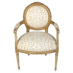 Newly Reupholstered Louis XVI Style Fauteuil in Ochre Les Touches