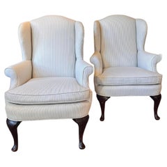 Newly Updated Pair of Handsome Wingback Chairs