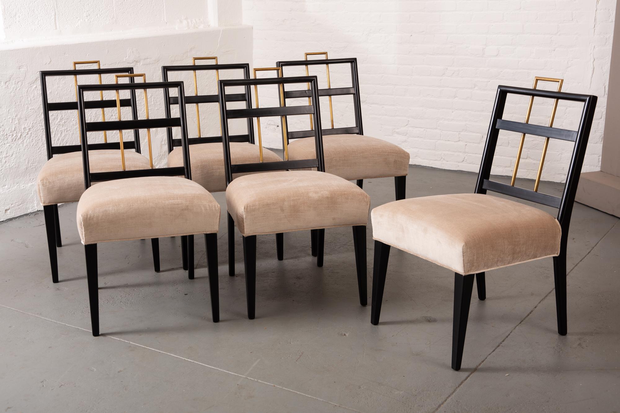 Mid-20th Century Newly Upholstered 1960's Set of 6 Dining Chairs