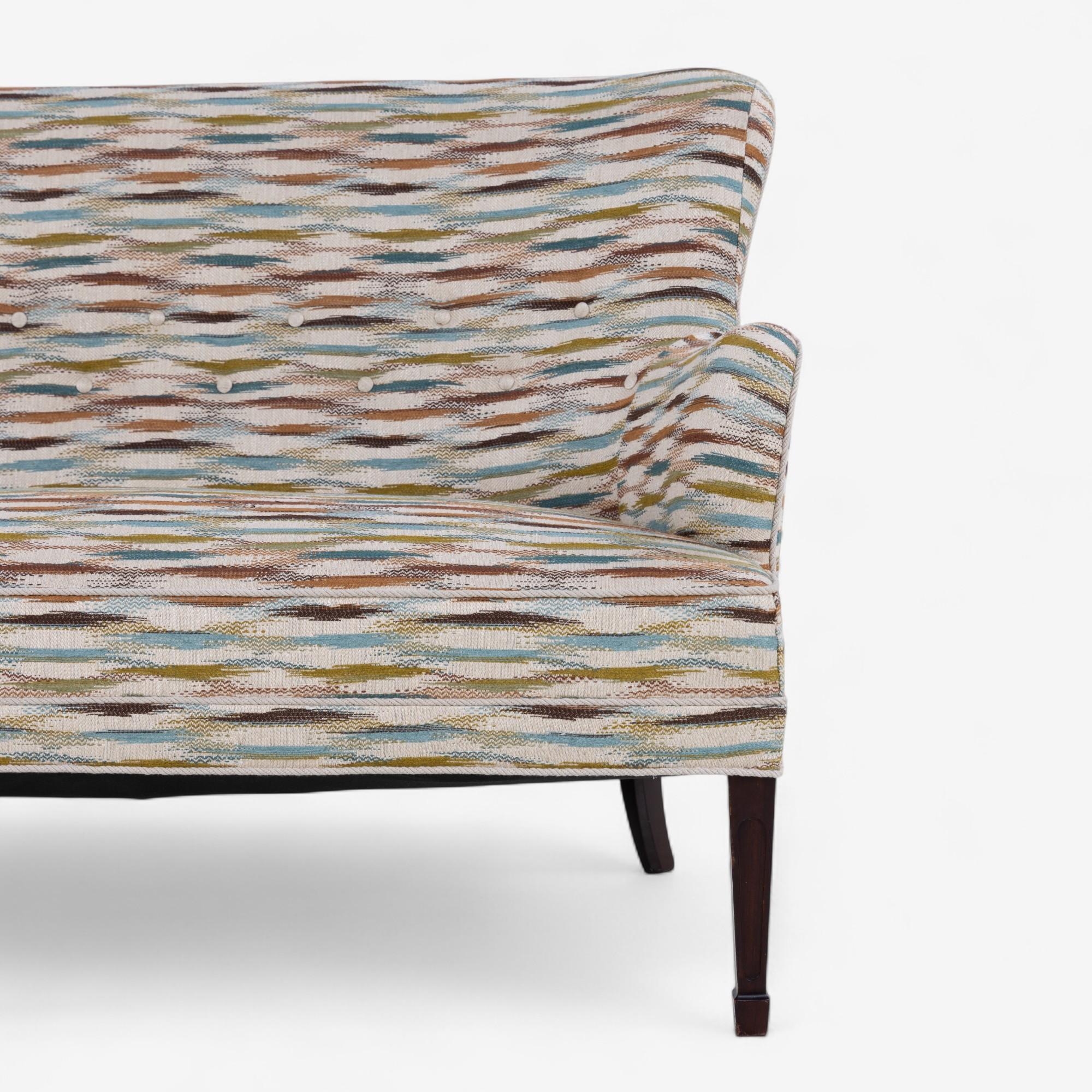 Textile Newly upholstered 2-seater sofa in textile by Frits Henningsen For Sale