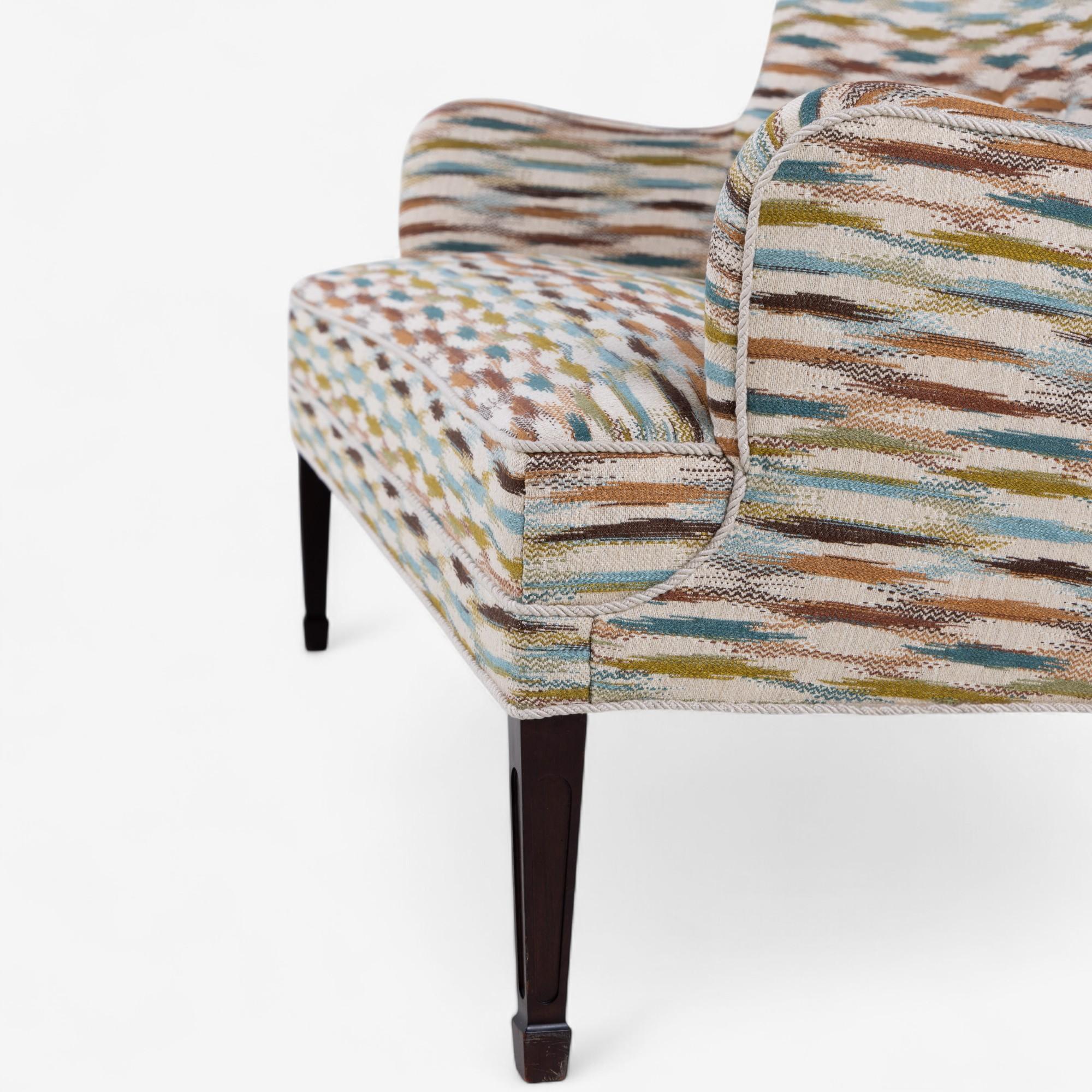 Newly upholstered 2-seater sofa in textile by Frits Henningsen For Sale 2