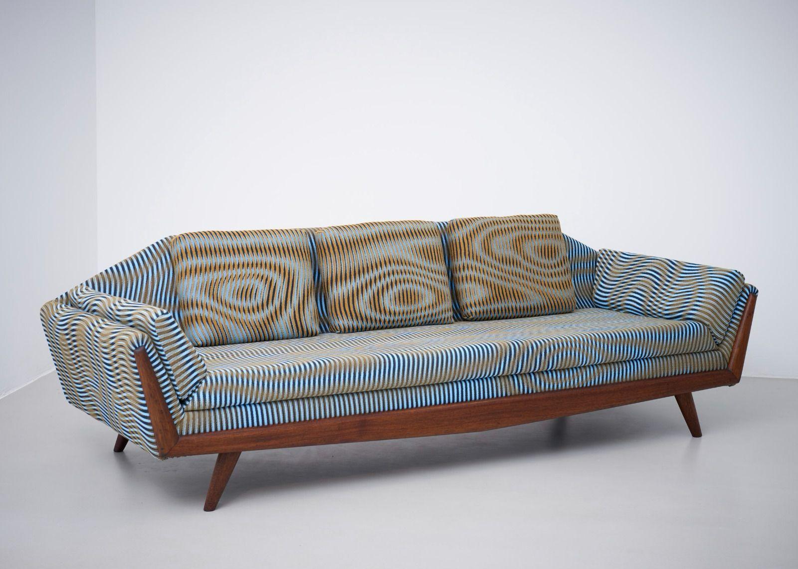 Mid-Century Modern Newly upholstered Adrian Pearsall Gondola Sofa in custom fabric by Case Studies For Sale